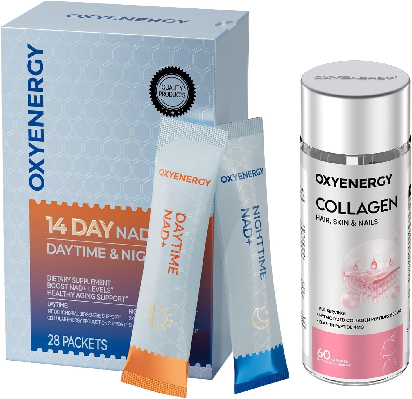 OxyEnergy NAD Supplement 1550 mg & Collagen Peptides 800 mg