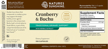 Nature's Sunshine Cranberry and Buchu Concentrate 100 Capsules