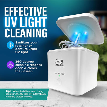 Ultrasonic Retainer Cleaner Machine, 48kHz, Dental Pod with 3 Modes, 200ml