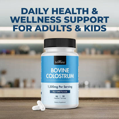 Colostrum Capsules 1500mg Per Serving, Grass-Fed, from First Milking, 90ct