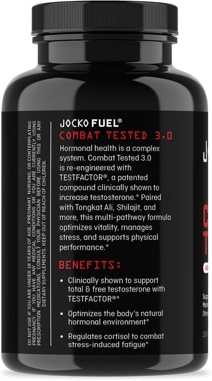 Jocko Fuel Test Booster for Men - Natural Endurance, Stamina, & Strength Booster - Muscle Builder for Men with Ginger Root, Shilajit, & Tongkat Ali, 120ct (30 Servings)
