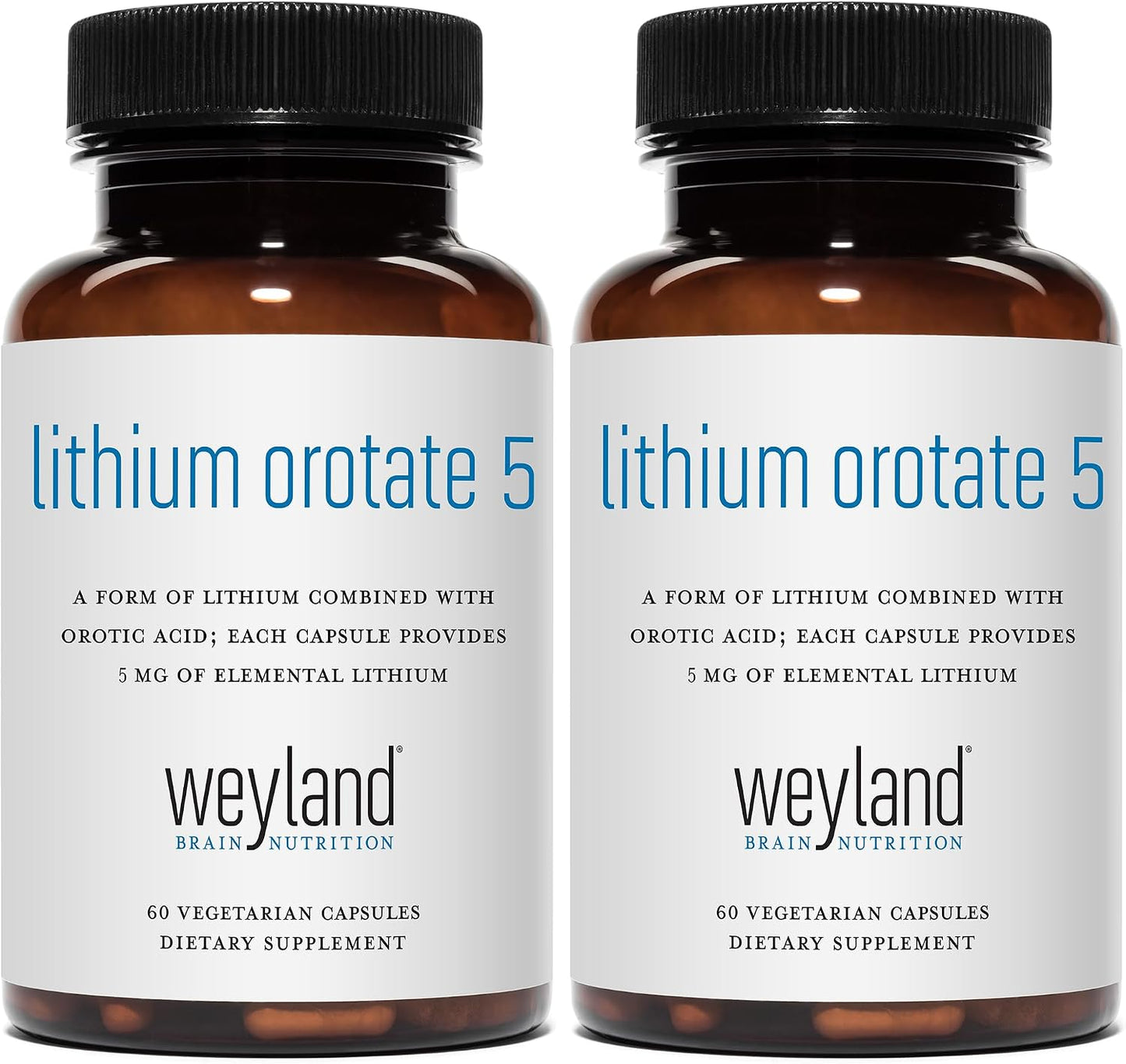 Lithium Orotate - 5mg of Elemental Lithium, 60 Vegetarian Capsules (Pack of 2)