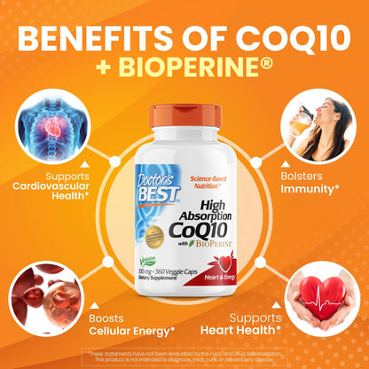 Doctor's Best High Absorption CoQ10 with BioPerine, Gluten Free, Naturally Fermented