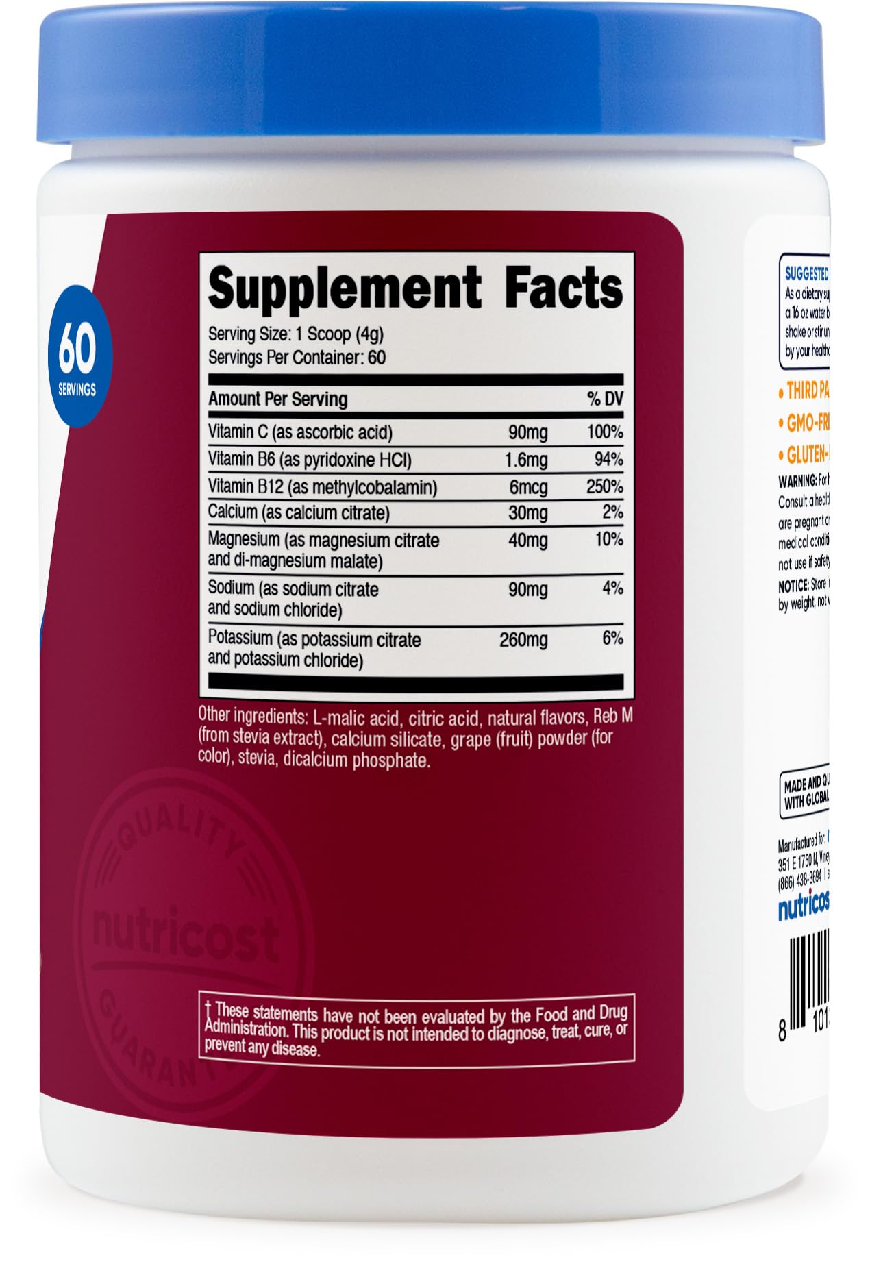 Nutricost Electrolyte Complex Powder (120 Servings, Fruit Punch) | Hydration Supplement Drink Mix with Vitamins and Minerals