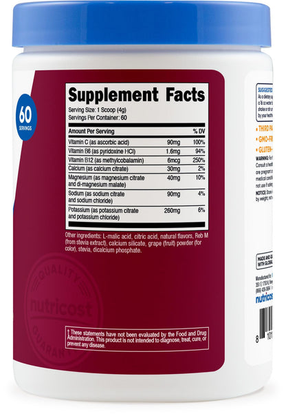 Nutricost Electrolyte Complex Powder (120 Servings, Fruit Punch) | Hydration Supplement Drink Mix with Vitamins and Minerals