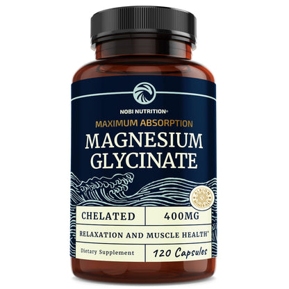 Magnesium Bisglycinate 400mg | Chelated Bisglycinate for Muscle Relaxation, Bones