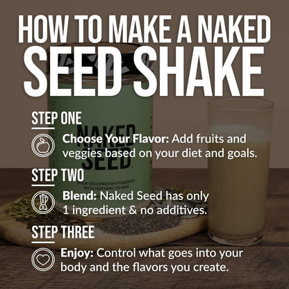 Naked Seed - 4 Seed Protein Powder, Only 4 Ingredients - Chia, Watermelon, Sunflower and Pumpkin Seed - Gluten-Free, Soy Free, Vegan, No Gmos, No Artificial Sweeteners - 15 Servings