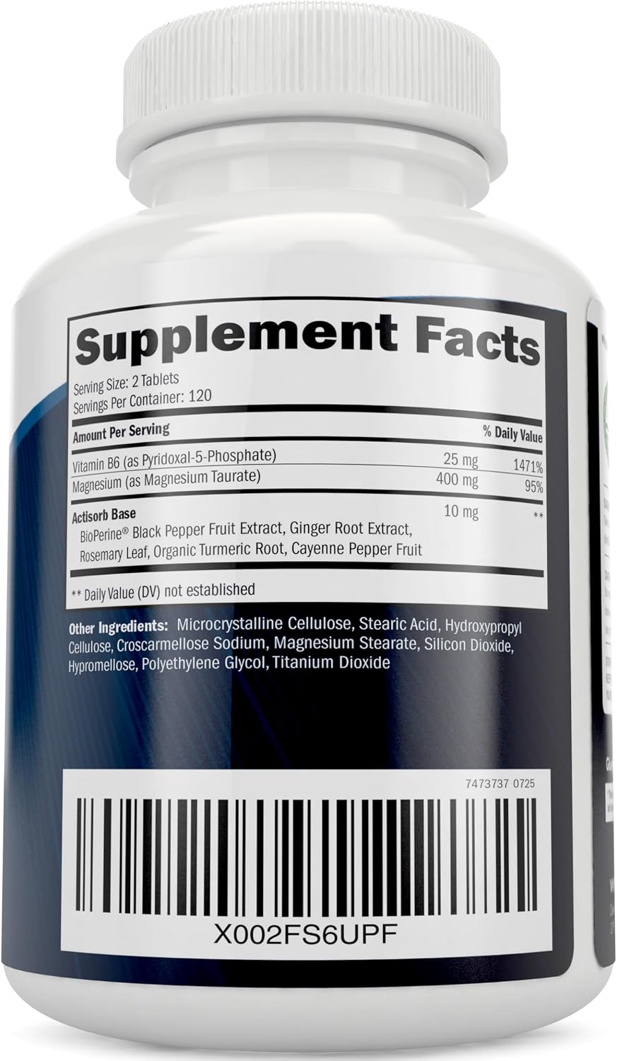 Magnesium Taurate 400MG Elemental Magnesium Per Serving, 4 Month Supply | Heart Health & Nervous System Support, High Absorption Mag Taurate Complex with Vitamin B6, Vegan & Non-GMO, 240 Tablets