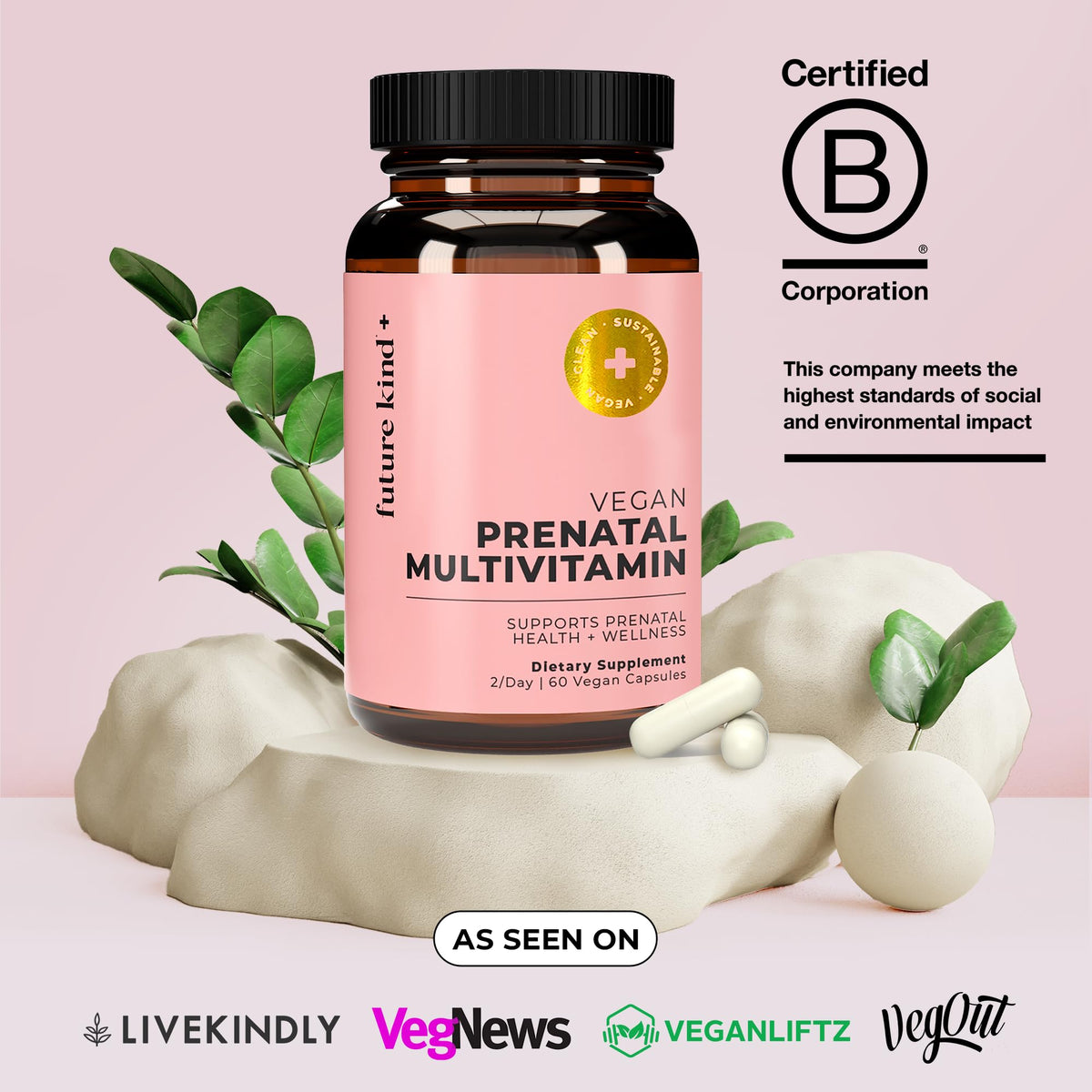 Future Kind Vegan Prenatal Vitamin - (60ct) Prenatal Vitamins with DHA & L-MethylFolate