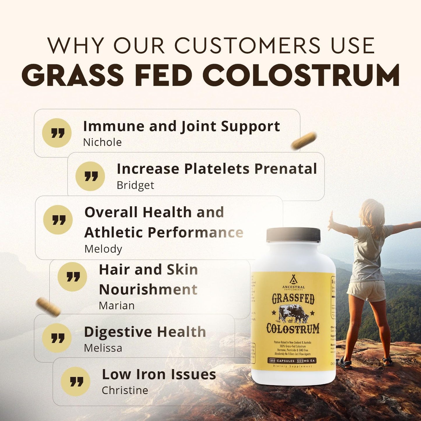 Ancestral Supplements FEM & Colostrum Bundle for Women – Supports Hormone Balance, Energy, Skin, Immunity & Digestion – Grass Fed, Pasture Raised Female Organ Blend with Bioactive Colostrum