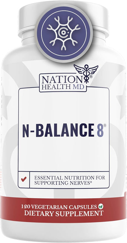 N-Balance 8 | Nerve Support Supplement | ALA & R-ALA | Neuropathy Supplements with Alpha Lipoic Acid (ALA), R Alpha Lipoic Acid (R-ALA), Benfotiamine, Vitamin B12. 30 Days Supply