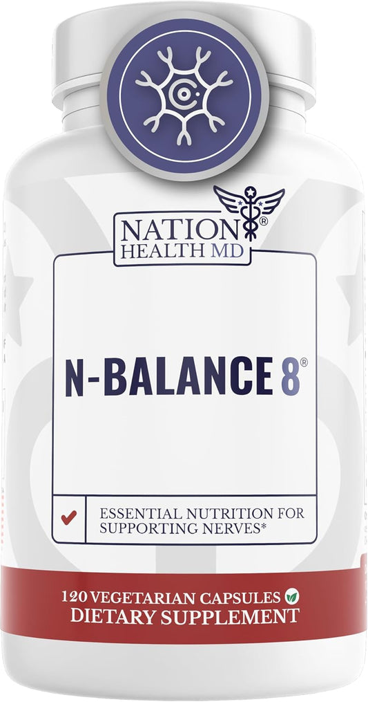 N-Balance 8 | Nerve Support Supplement | ALA & R-ALA | Neuropathy Supplements with Alpha Lipoic Acid (ALA), R Alpha Lipoic Acid (R-ALA), Benfotiamine, Vitamin B12. 30 Days Supply