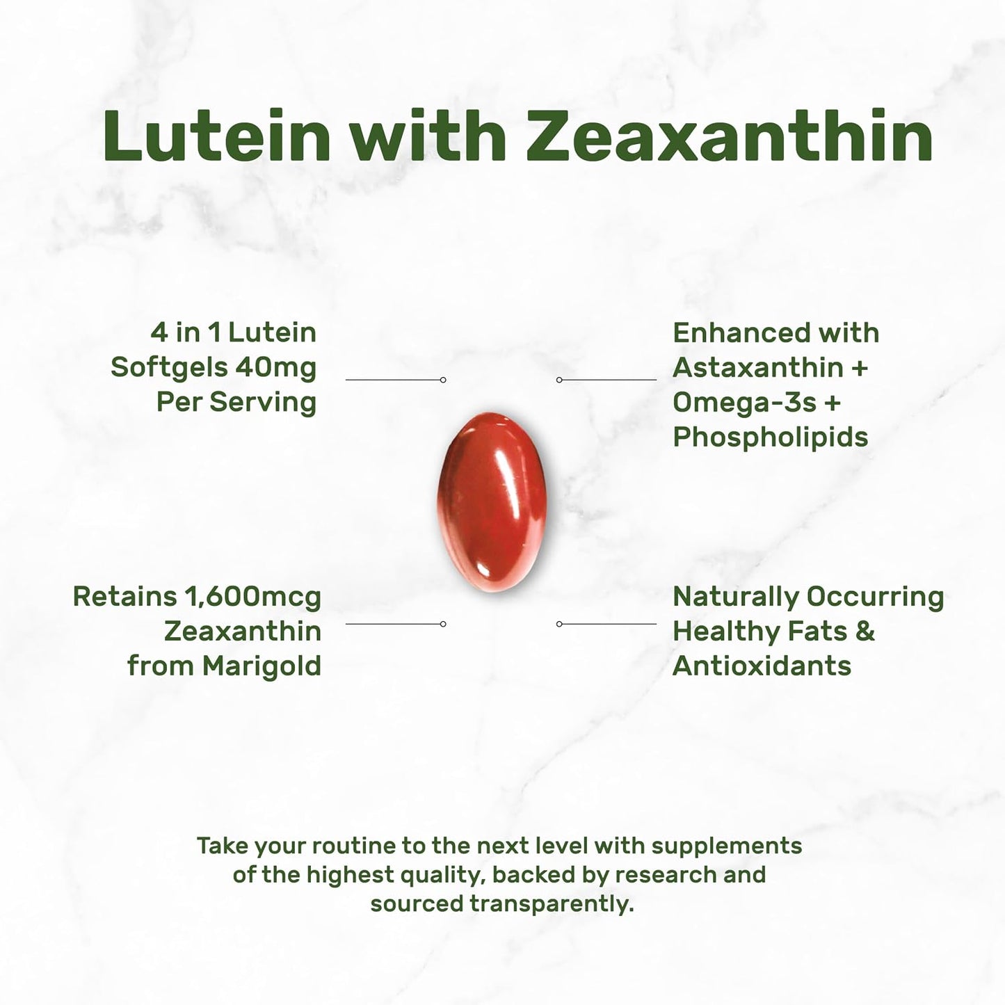 Lutein and Zeaxanthin Supplements, 40mg Per Serving, 300 Softgels – Plus Astaxanthin, Omega-3s, & Phospholipids – Non-GMO