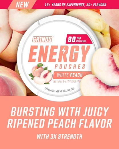 GRINDS Focus Pouches | Naturally Flavored with Nootropic Ingredients | Contains Alpha GPC and L-Theanine | Sugar-Free | 3 Pack | 18 Pouches Per Can | Blue Raspberry