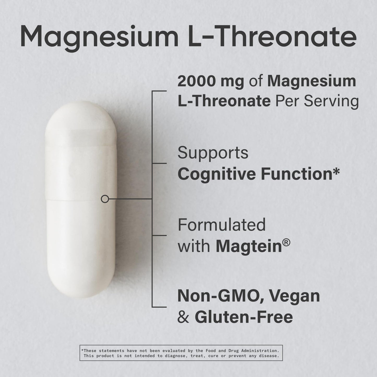 Sports Research® Magnesium L-Threonate Capsules 2000mg - High-Absorption Magtein® for Enhanced Brain Health, Memory, Focus & Restful Sleep Support - Vegan · Non-GMO · Gluten Free - 90 Count