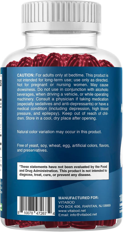 Vitabod Melatonin 20mg Gummies - 180 Count - Drug Free - Natural Strawberry Flavor - Vegetarian, Non-GMO, Gluten Free (1 Bottles)