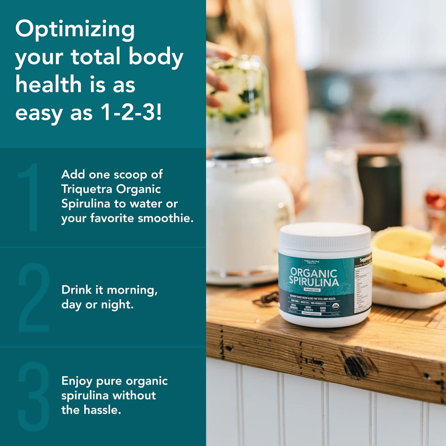 Organic Spirulina Tablets (360 Tablets) - Made with Parry® Spirulina, The Best Spirulina in the World, Highest Nutrient Density - Non-Irradiated, 3 Organic Certifications (90 Servings)
