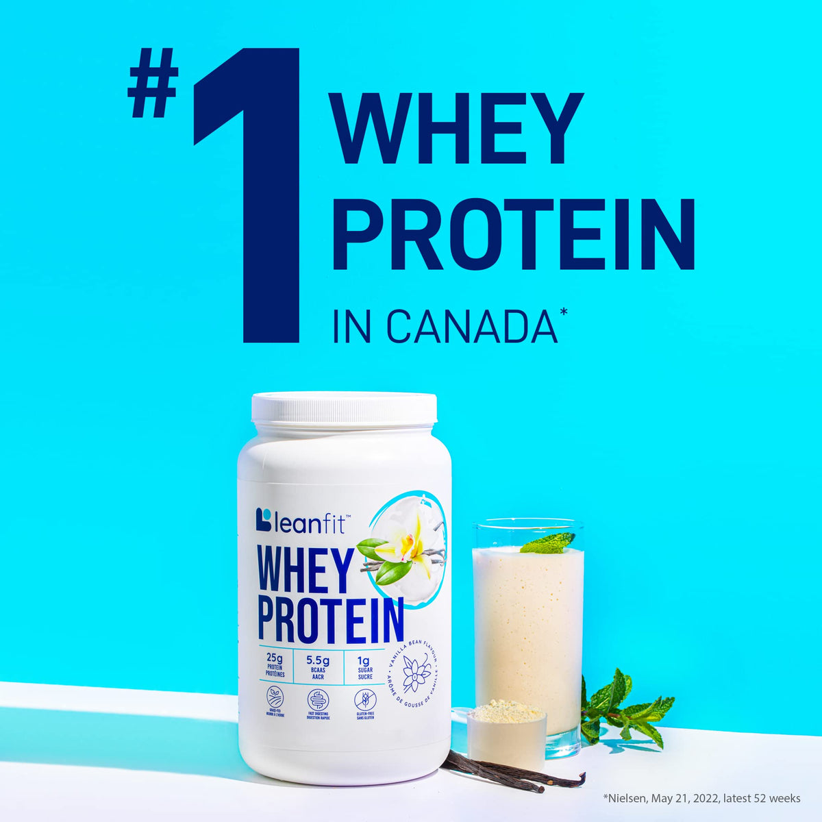 LeanFit WHEY Protein Natural Vanilla – 100% Whey Protein Powder, 25g Protein