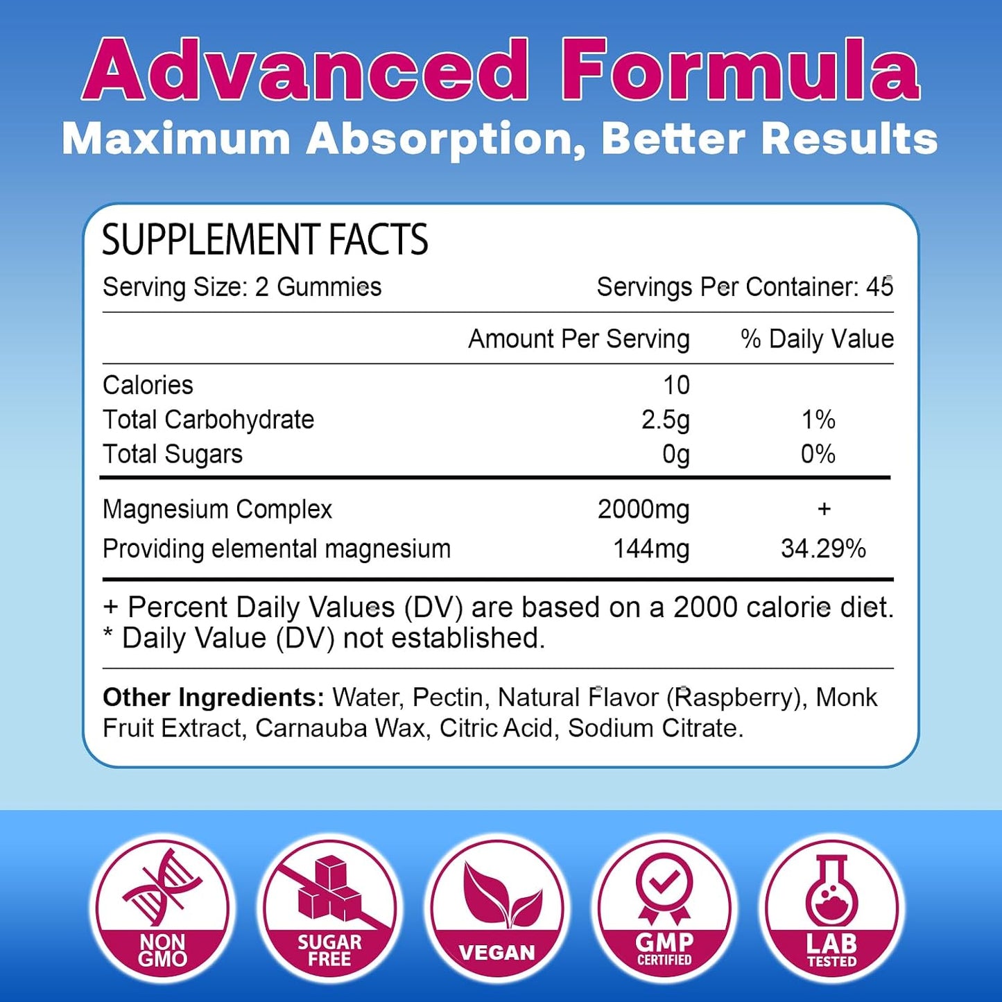 180 Count | Magnesium Gummies for Women & Men, Support Calm, Restful Sleep & Muscle Health, Sugar Free, Vegan, Non-GMO, Raspberry Flavor
