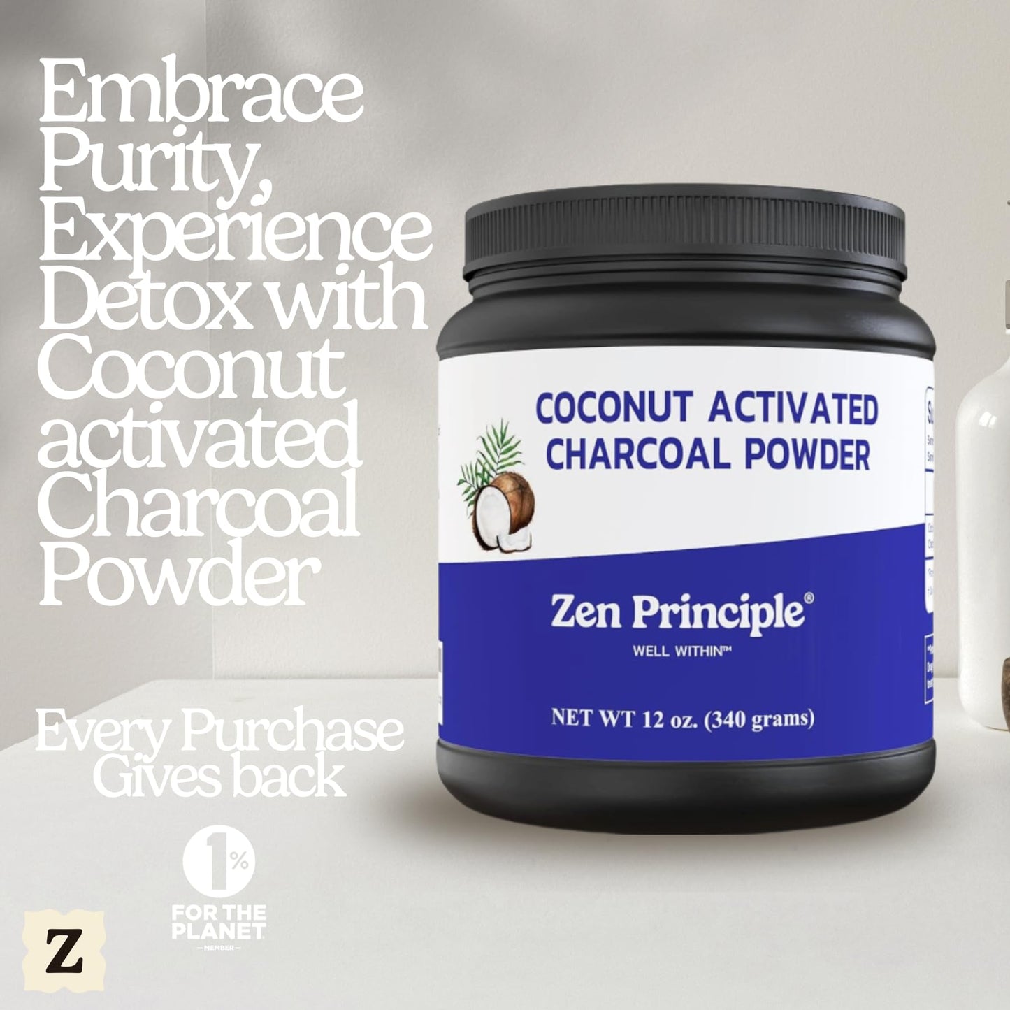 Zen Principle Coconut Activated Charcoal Powder. Whitens Teeth, Rejuvenates Skin and Hair, Supports Better Digestion. USA-Owned Producers, 2.5 lb