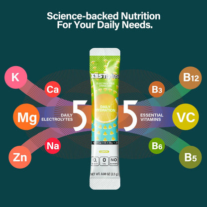 40 Sticks Low Sodium Sugar Free & 0 Calorie Electrolyte Hydration Packets | Lightly Sweet Electrolyte Powder Drink Mix, Liquid Daily IV Flavors Lemon Orange Peach Grapefruit
