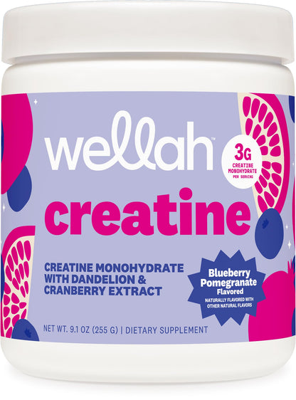 Wellah Creatine for Women - Creatine Monohydrate with Dandelion & Cranberry Extract (50 Servings, Strawberry Lemonade) | Creatine Monohydrate with Dandelion & Cranberry Extract