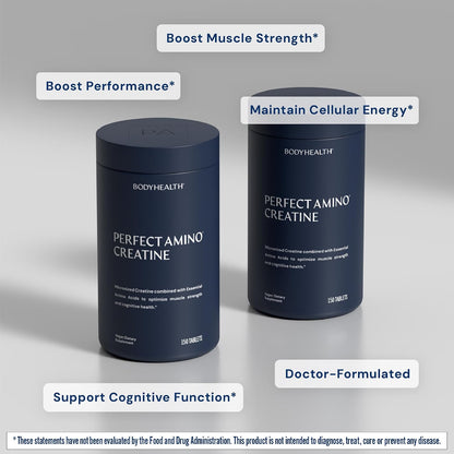 BodyHealth Creatine Monohydrate Tablets – Vegan Pre Workout Supplement with PerfectAmino, BCAAs & EAAs – Keto-Friendly, Muscle Recovery & Energy Support – 5g Creatine Equivalent per Serving