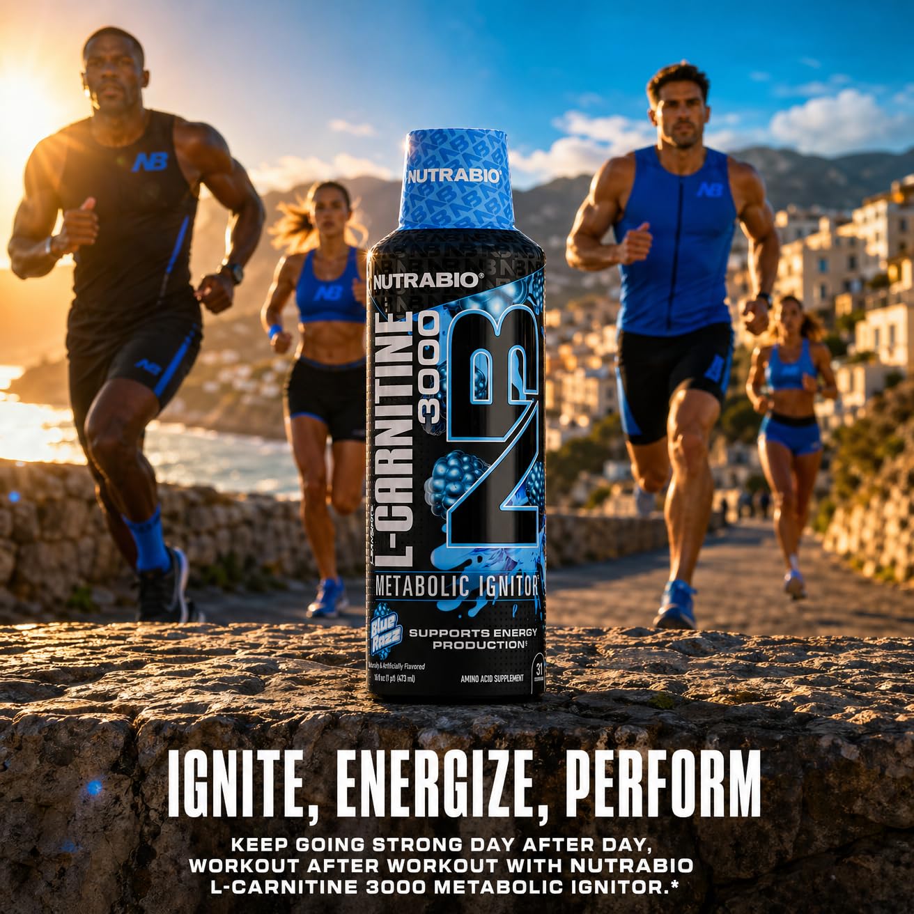 NutraBio – L-Carnitine Liquid Shots – 3000mg, (Green Apple) – 10mg of Vitamin B-5 – Zero Carbs & Sugars – Energy Production – Muscle Recovery