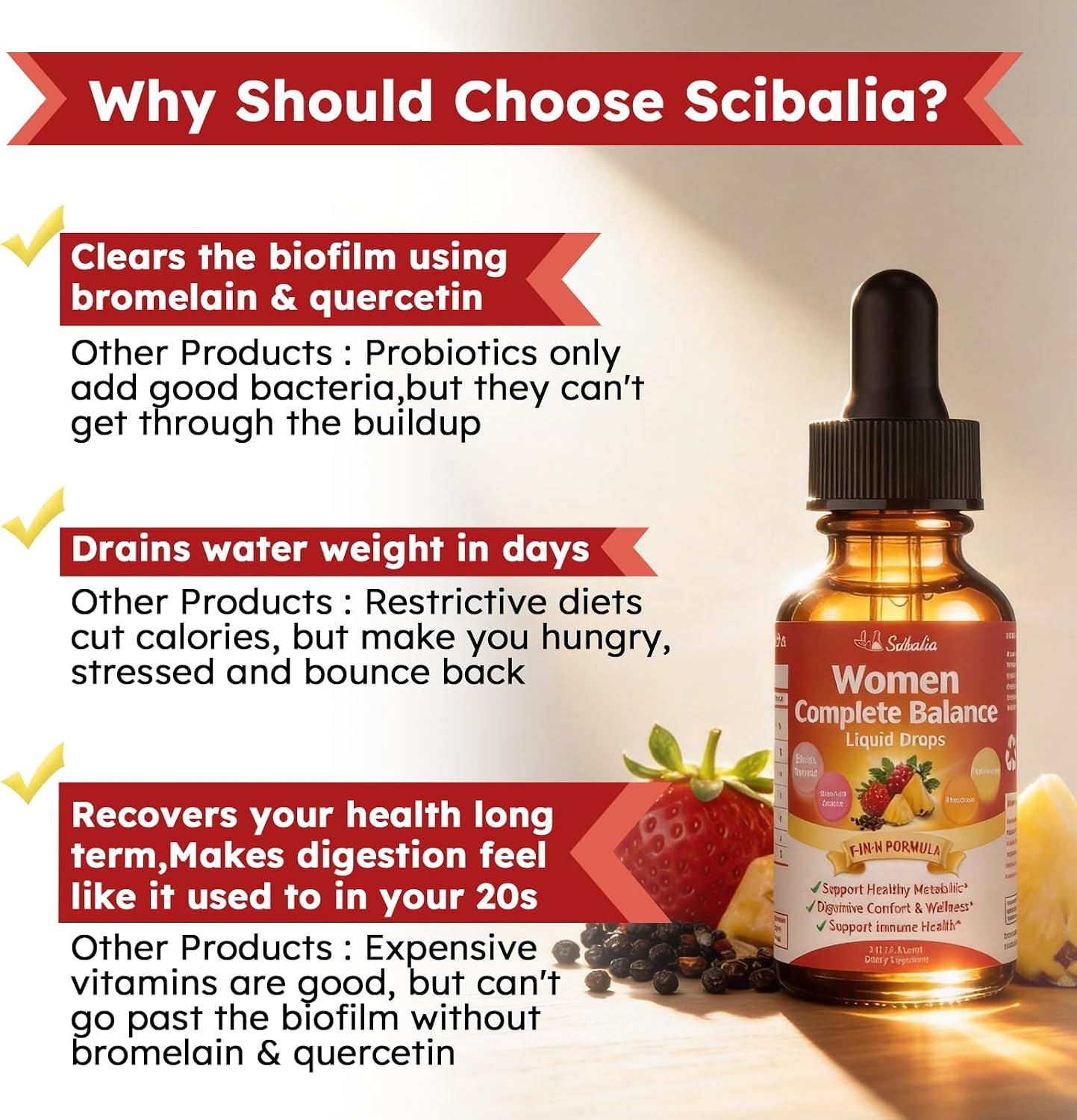 Gut Biofilm Ritual Liquid Drops, 7-in-1 Berberine Blend w. Black Pepper Bromelain Dandelion Ashwagandha for Daily Gut Cleanse, Metabolism & Digestive Health Gluten Free for Women