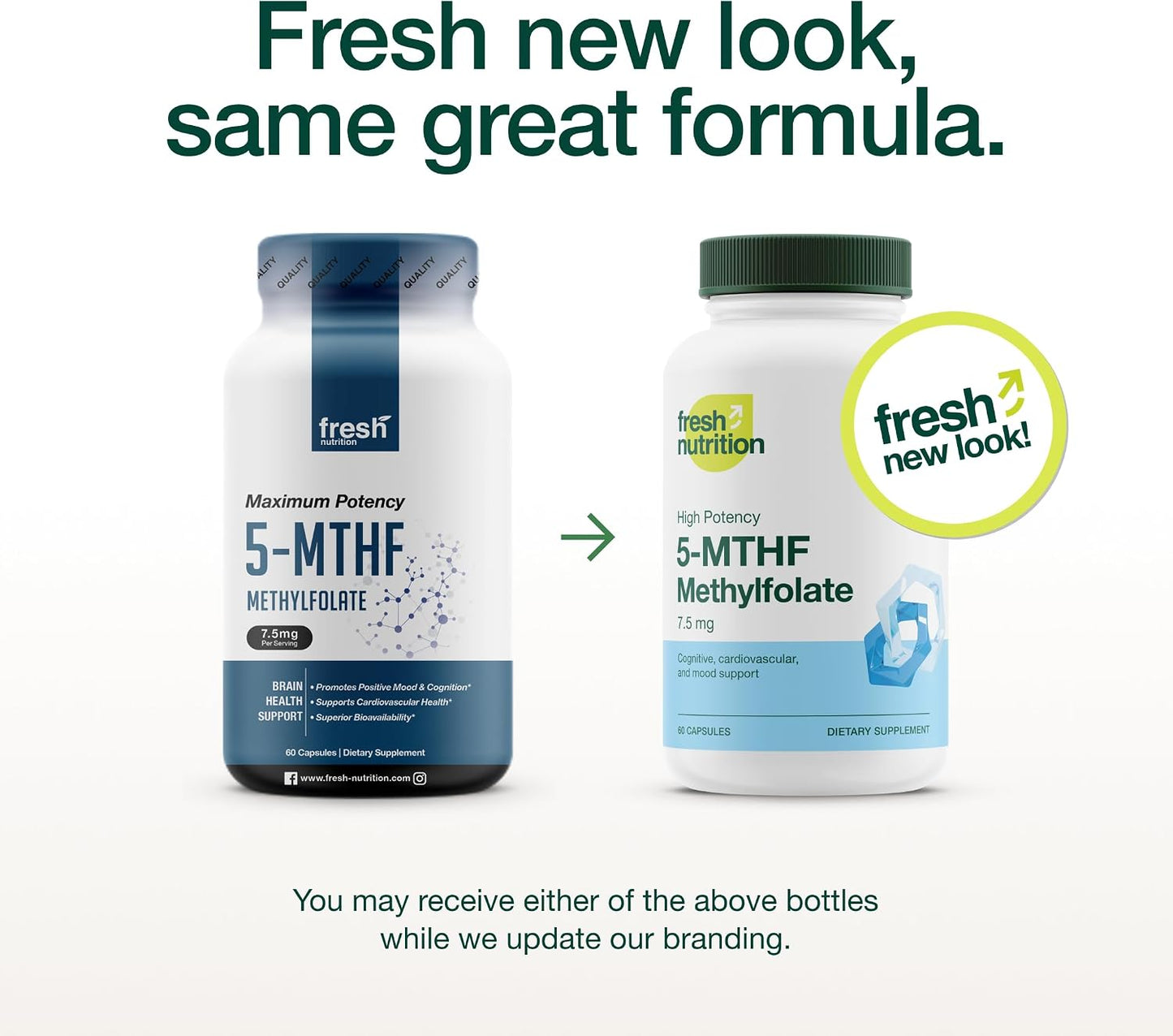 Fresh Nutrition L Methylfolate 7.5mg – DNA Verified for Maximum Potency – Superior Bioavailability – 5-MTHF Methyl Folate - 90 Capsules