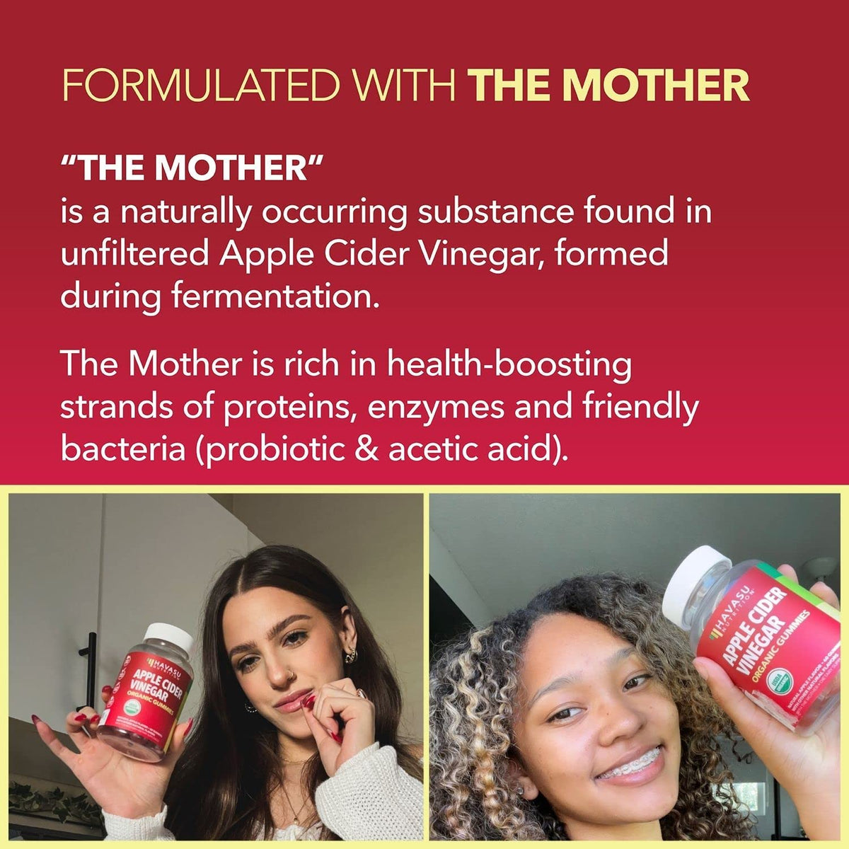 Organic Apple Cider Vinegar Gummies Detox | The Mother Enzyme | ACV Gummy