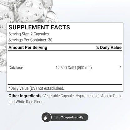 Supersmart - Catalase 500mg per Day (12500 CatU) - Natural Enzyme - Anti Gray Hair Supplement | Non-GMO & Gluten Free - 60 Delayed Release Capsules