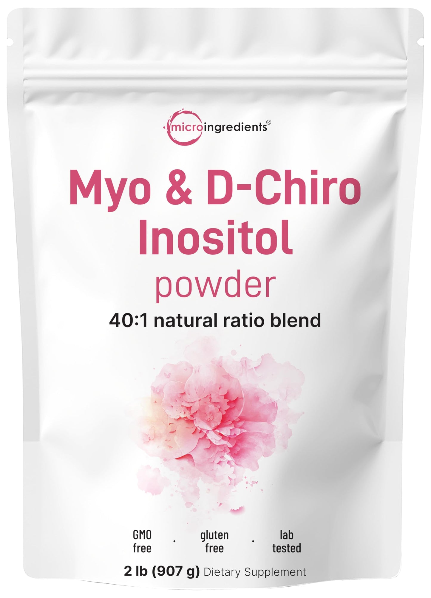 Micro Ingredients Myo-Inositol & D-Chiro Inositol Powder 1lb, 221 Servings | 40:1 Ideal Ratio Inositol Supplement for Women* | Support Hormonal Balance & Ovarian Health* | Non-GMO, Vegan, Filler-Free