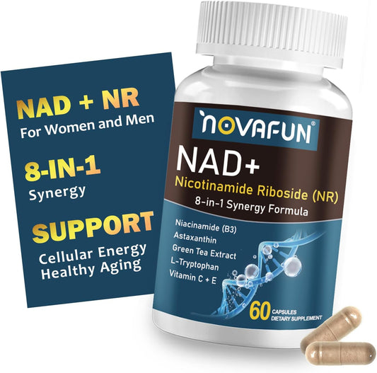 NAD+ Supplements 746mg, 8-in-1 NAD Plus Supplement for Women & Men, with Nicotinamide Riboside, Niacinamide & Astaxanthin, Supports Cellular Energy & Healthy Aging, 60 Capsules