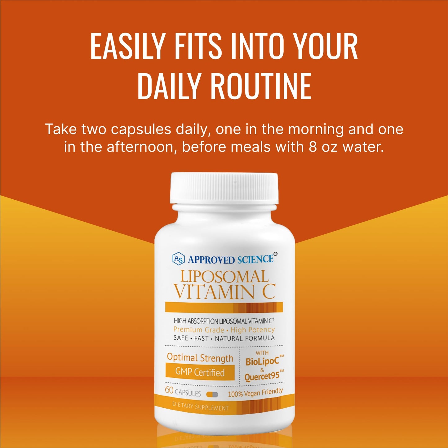 Approved Science Liposomal Vitamin C with Quercetin - 1100 mg - 60 Capsules - Immune Support, Boost Collagen, Antioxidant - High Absorption - Fat Soluble - Non GMO - Vegan - Made in the USA