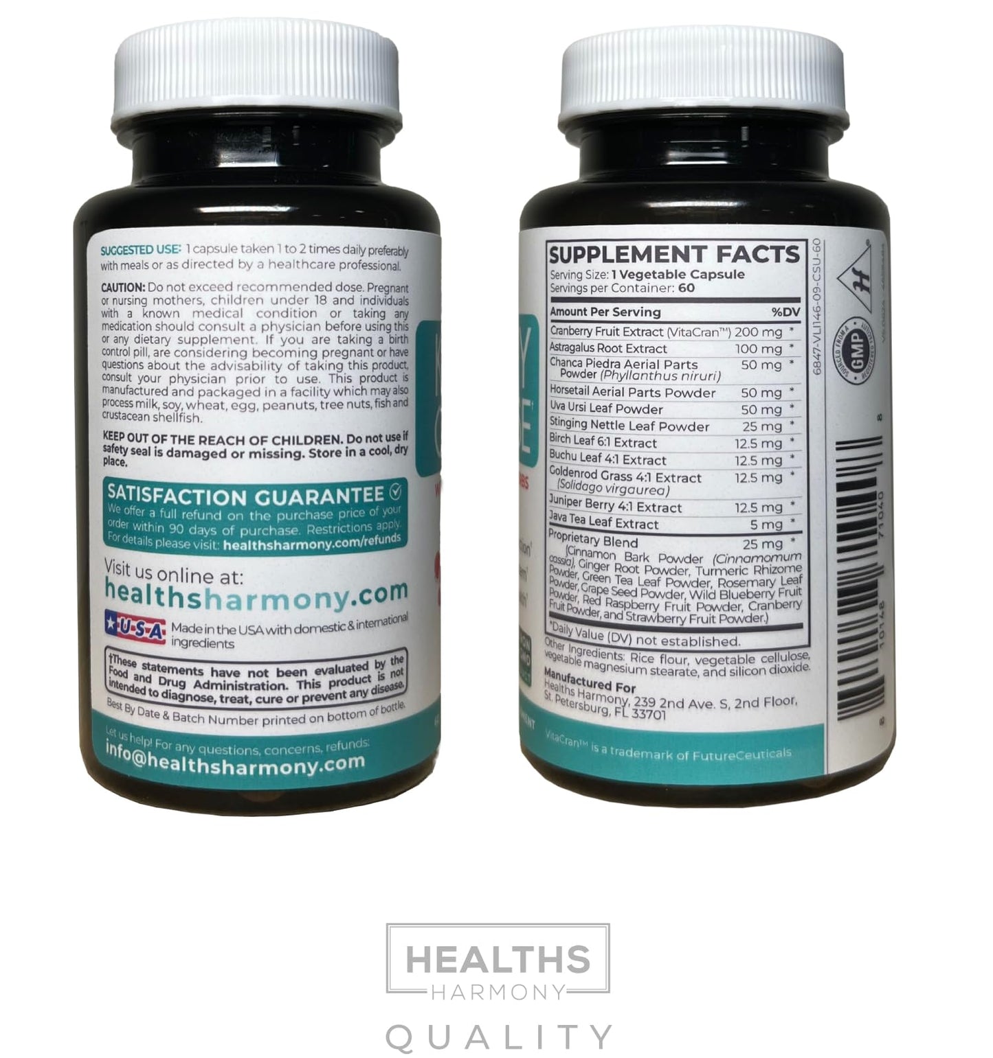 Kidney Cleanse Detox (Non-GMO) Support Healthy Urinary Tract- Powerful VitaCran Cranberry Extract & Herbs – Healthy Kidney Support Supplement - 60 Vegetarian Capsules (No Pills)