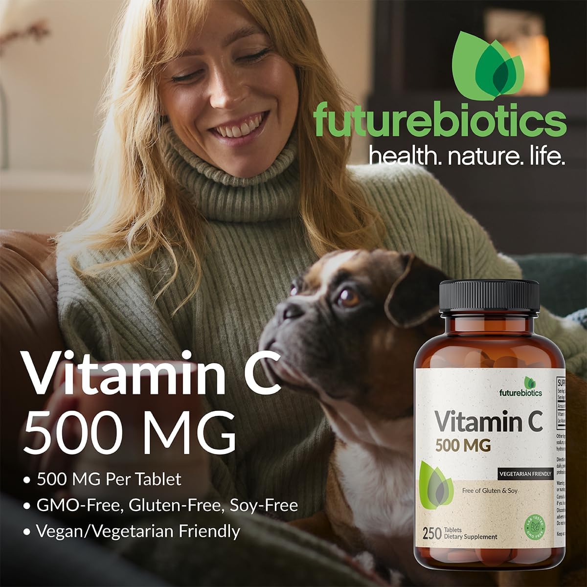 Futurebiotics Vitamin C 500mg Non-GMO, 250 Tablets