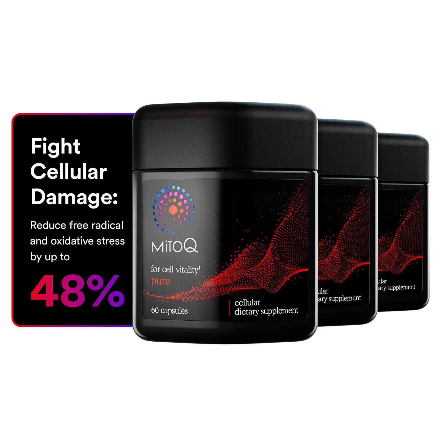 MitoQ Pure Advanced Mitochondria Supplement - Superior Bioavailability to CoQ10 - Patented Vitality Supplement for Sustained Energy, Heart Health, Metabolic Support, and Healthy Aging (60 Capsules)