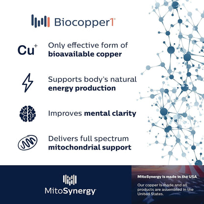 Original BioCopper1 (Cunermuspir) - BioAvailable Copper MultiVitamin with CoQ10 and d-ribose to Boost NAD+ Supports Mitochondrial ATP Energy Brain and Joint Health