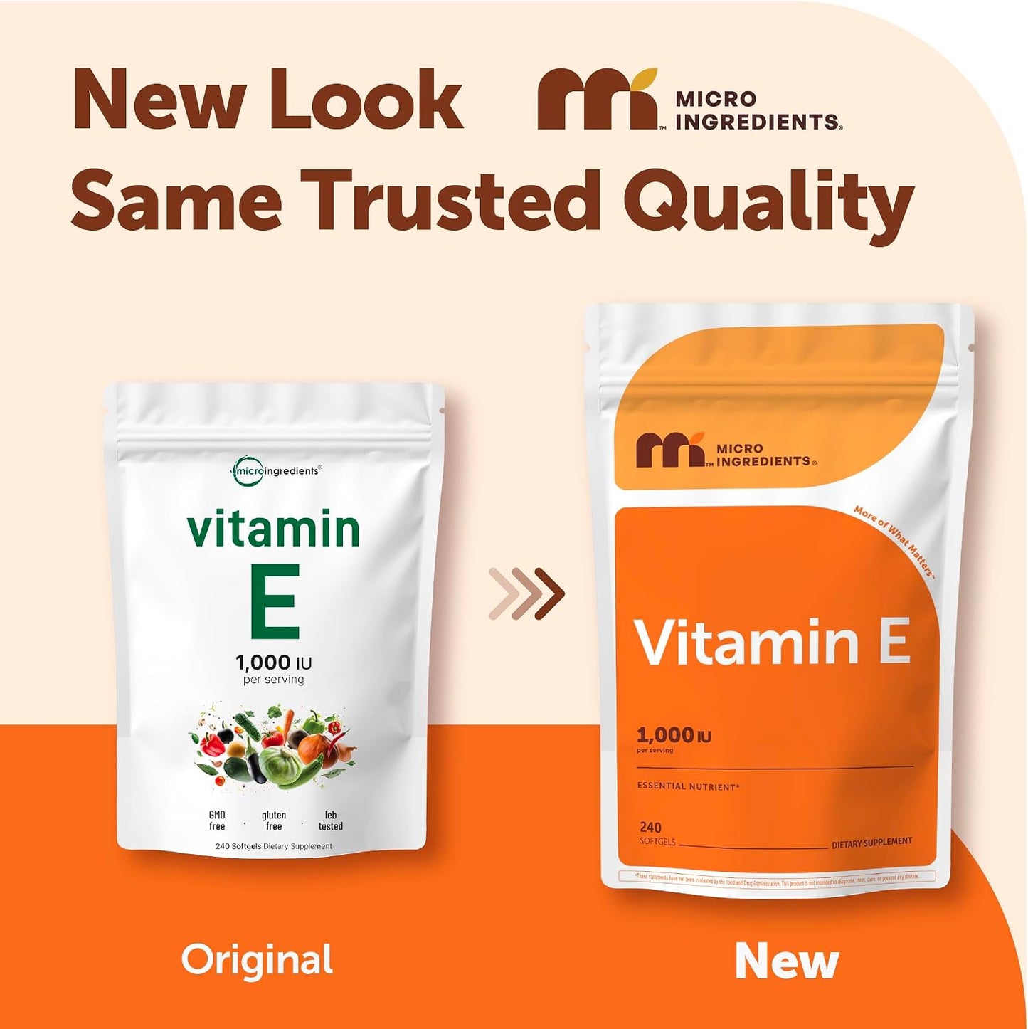 Micro Ingredients Vitamin E 1000 IU (450 mg) Per Serving, 240 Softgels | Daily Vitamin E Supplement | 4-Month Supply | Non-GMO, Gluten Free