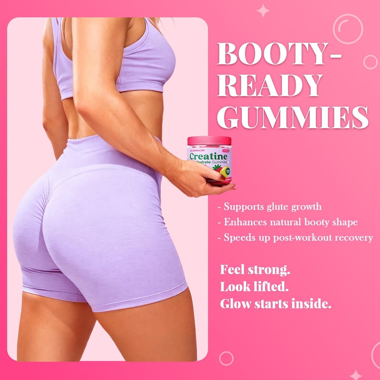 Creatine for Women, Creatine Monohydrate Gummies with Collagen, Vitamin D3 & Calcium for Muscle Support & Energy, Flavored Sugar Free Creatine Gummies Post & Pre Workout Supplements for Women, 120 Ct