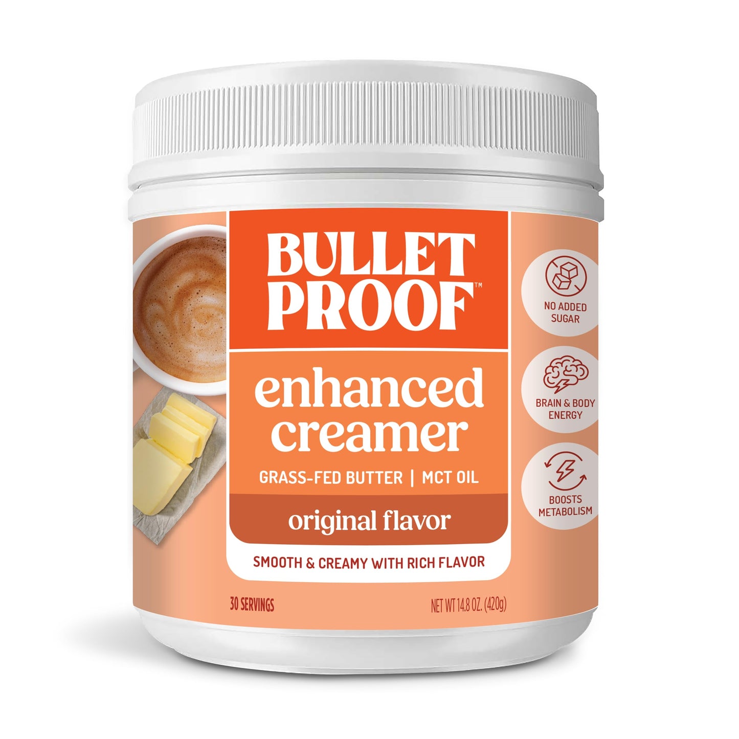 Bulletproof Original Creamer, 14.8 Ounces, Keto Coffee Creamer with MCT Oil and Grass-Fed Butter, Supports Brain Function