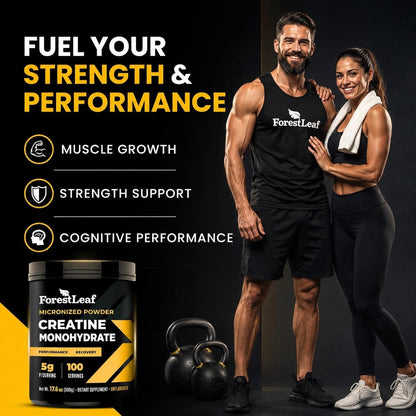 ForestLeaf Micronized Creatine Monohydrate Powder - Maximize Muscle Growth & Strength - Unflavored Creatine for Women and Men - 5G Per Serving - 100 Servings