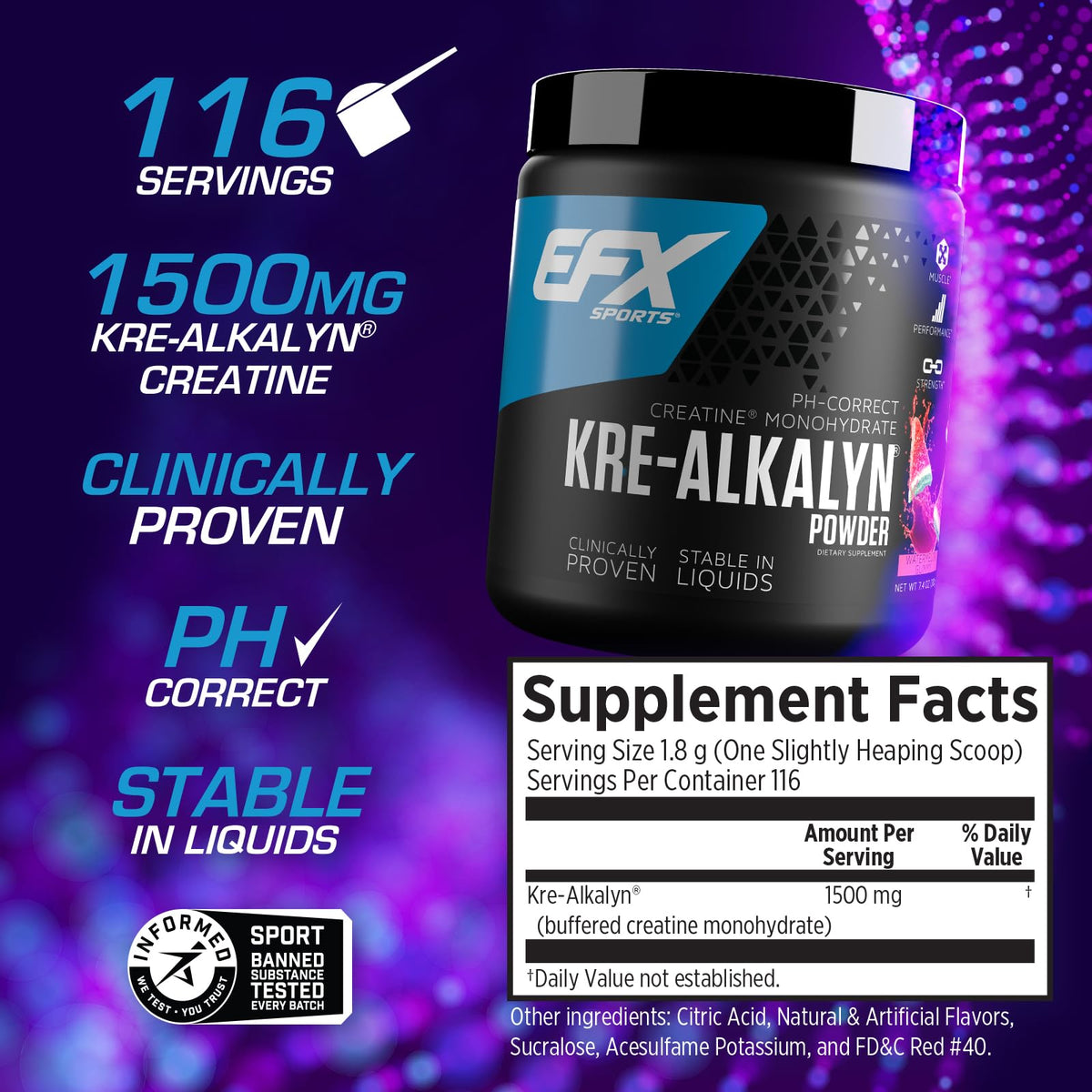 EFX Sports Kre-Alkalyn EFX Powder | pH Correct Creatine Monohydrate Powder Supple