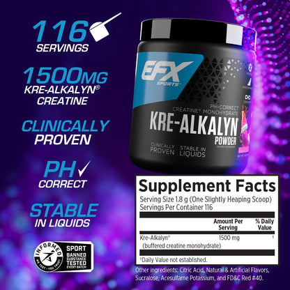 EFX Sports Kre-Alkalyn EFX Powder | pH Correct Creatine Monohydrate Powder Supple