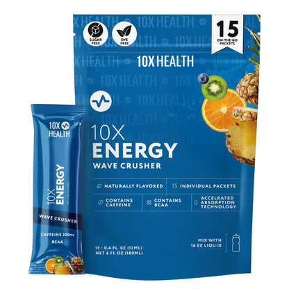10X Health Electrolyte Drink Mix - Wave Crusher, 15 Sticks | Hydration Packets: Sodium, Magnesium & Potassium Citrate, Wave Crusher, 15 Sticks