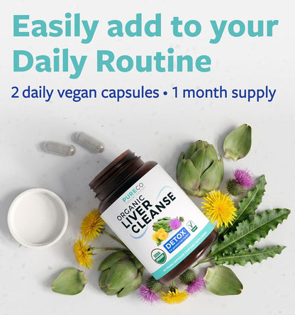 USDA Organic Milk Thistle and Dandelion Root - Silymarin Milk Thistle Liver Detox Cleanse Formula with Artichoke Extract for Comprehensive Liver Support - Vegan Non-GMO & Lab Verified (1 Month Supply)