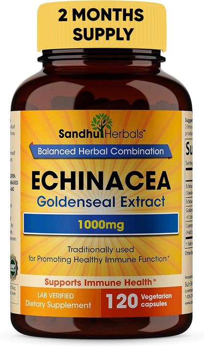 Echinacea Goldenseal 1000 Mg 120 Capsules | Immune System Support Respiratory Response Inflammatory Response Supplement