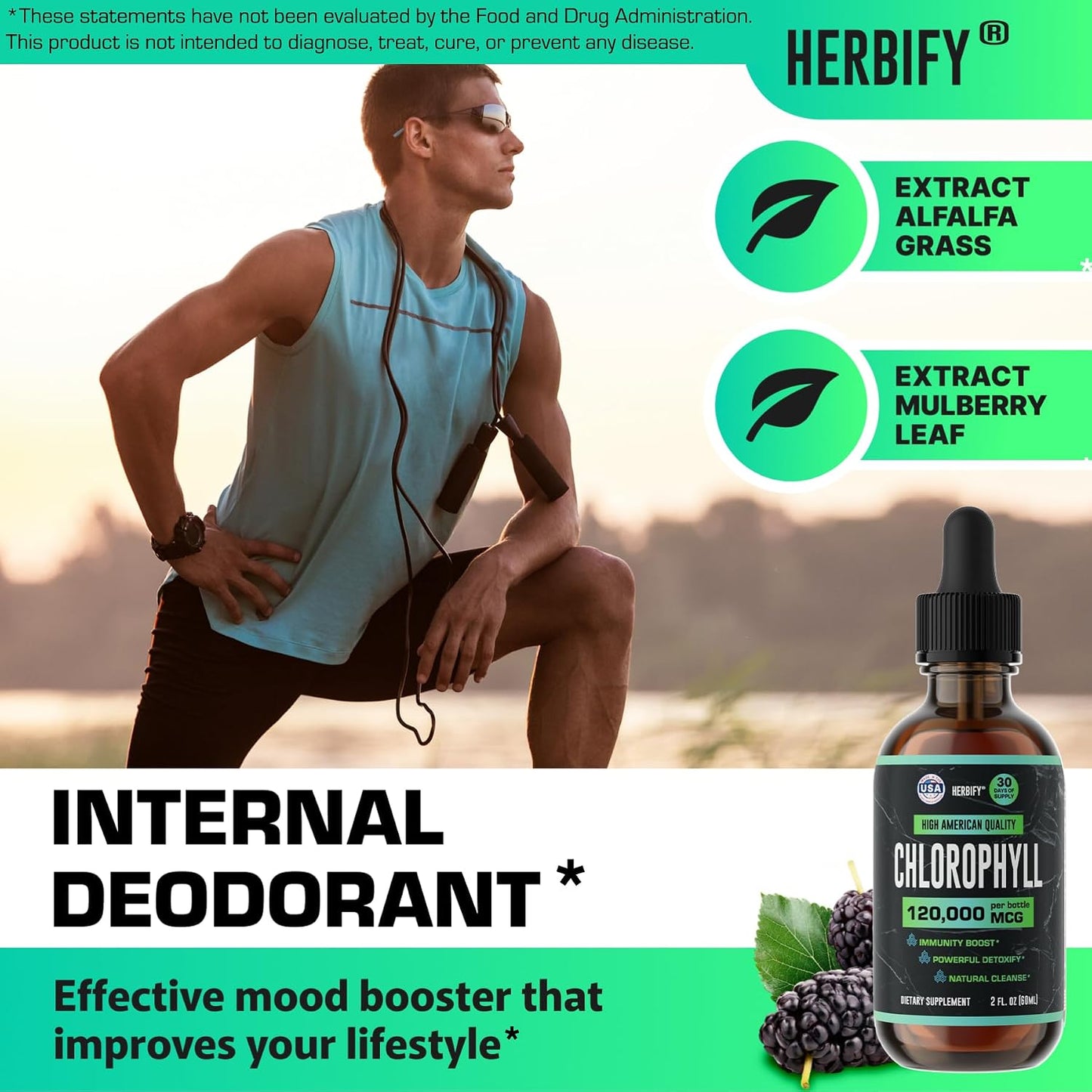 HERBIFY Bundle - Mullein Leaf Extract & Chlorophyll Drops - Lung Cleanse and Respiratory Support & Energy Boost and Immune System Support