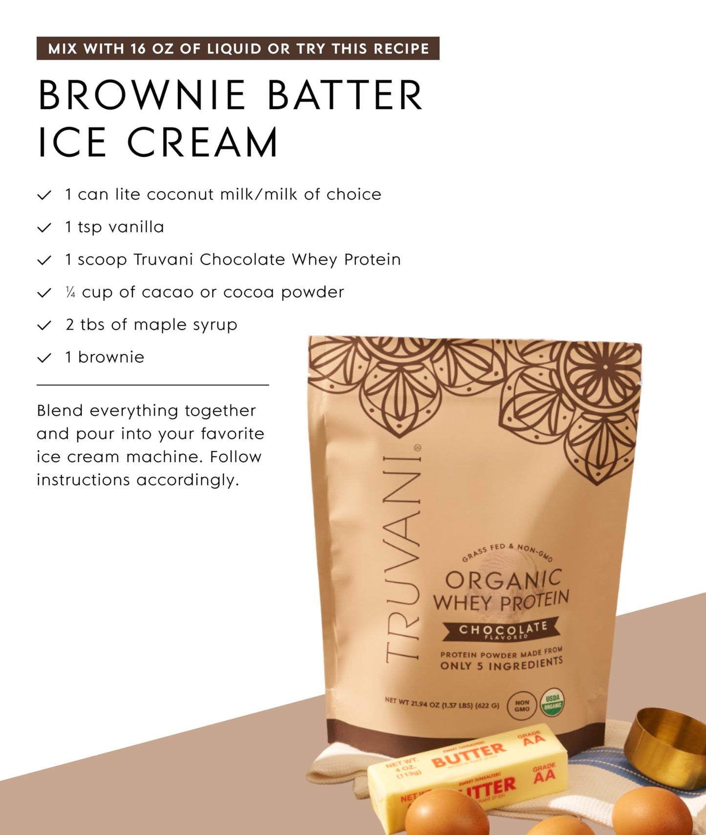 Truvani Organic Whey Protein Powder | Vanilla | 1 Serving | 20g Grass Fed Whey Protein | USDA Organic & Non-GMO | Gluten Free | No Gums, No Soy, No Stevia, No Added Sugars